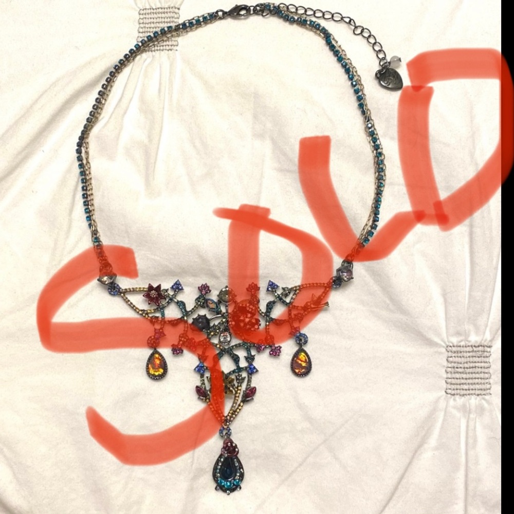 BETSEY JOHNSON - Surreal Forest Multi Color Crystals “V” Shaped Necklace